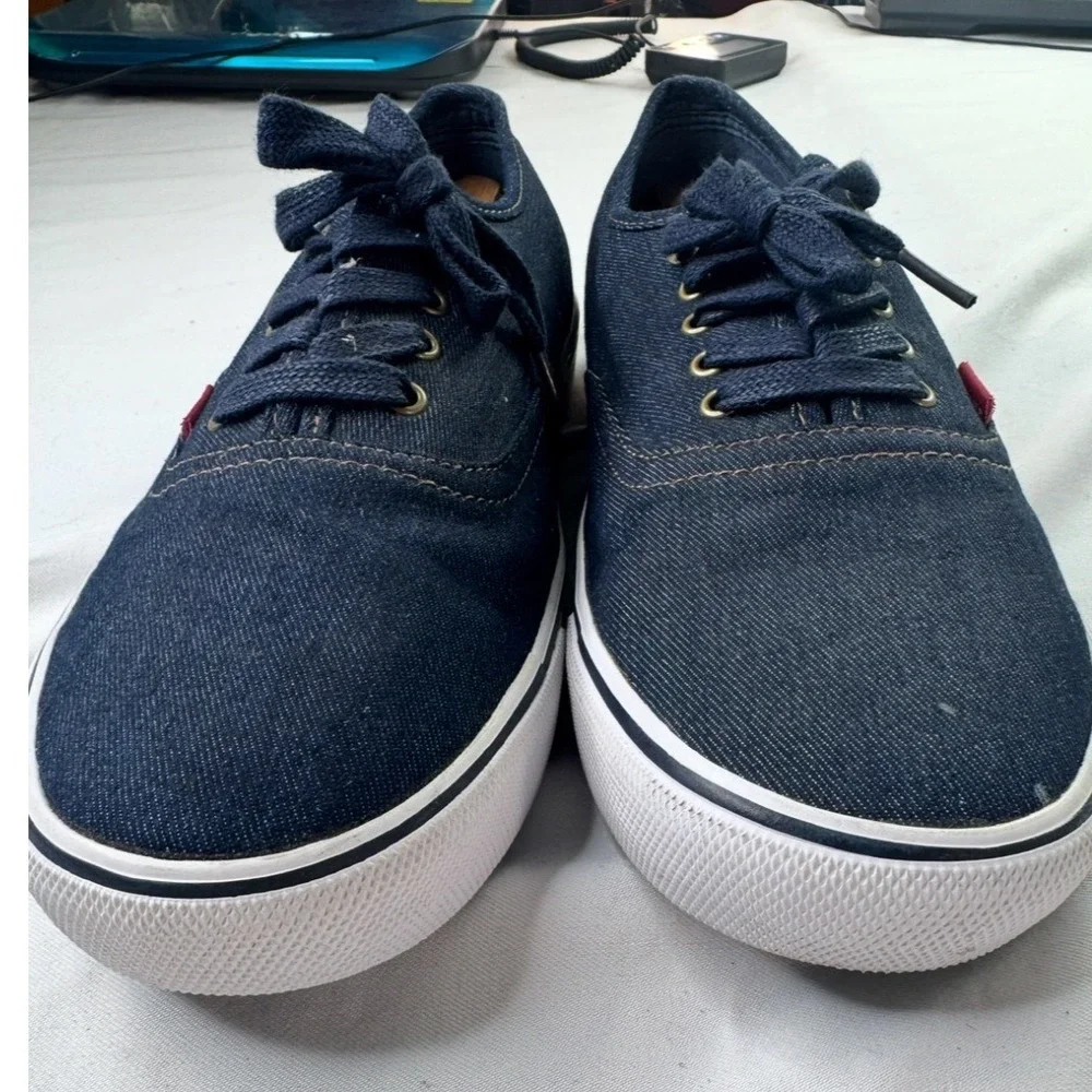 Levis‎ Mens 10.5 Navy Blue Denim Low Top Sneakers 1751909U Comfort Shoes Skater